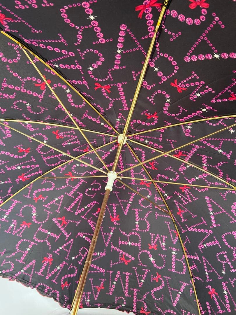 ☆レア☆ MARS マーズ リボン付フリルMARSストーンロゴ柄長傘 黒