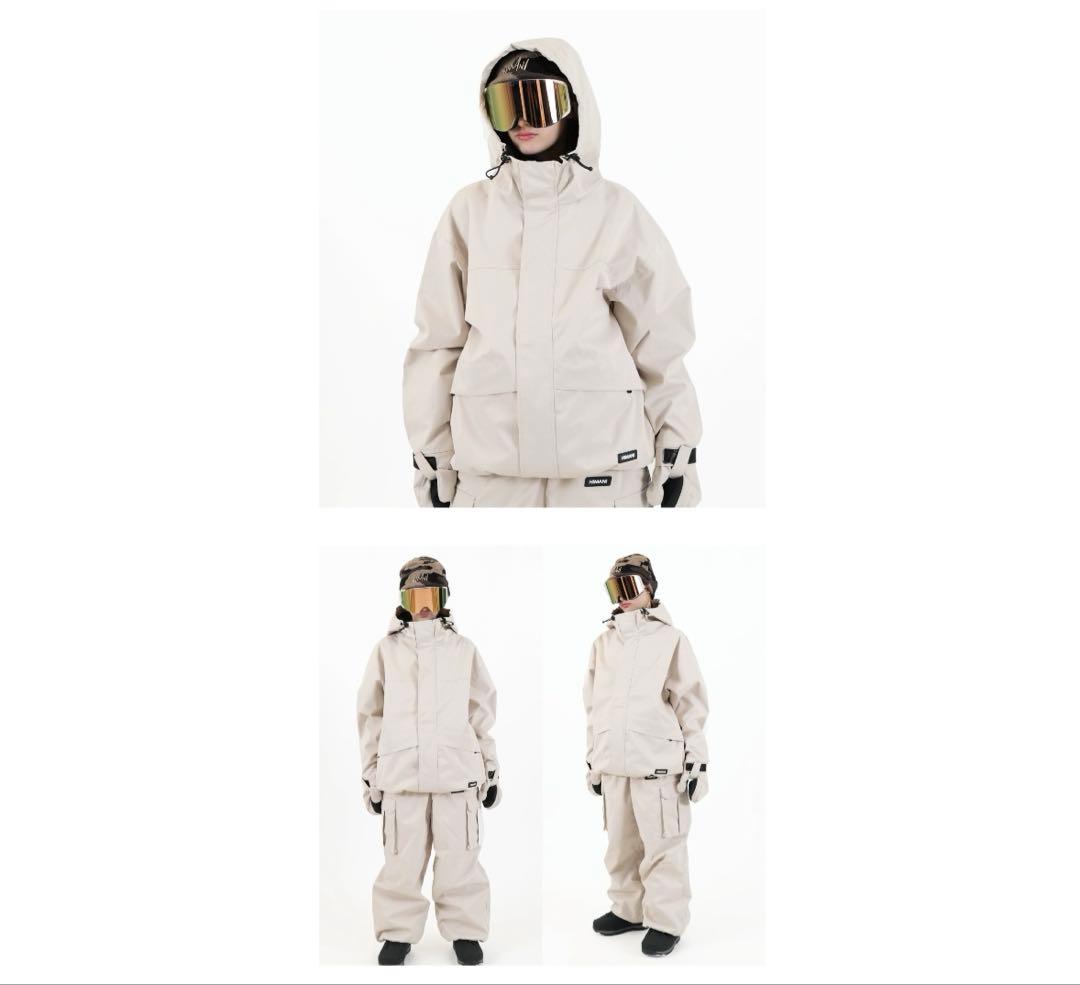 HIMASS MANIA スノーボードウェア 上下セット エクリュベージュ S