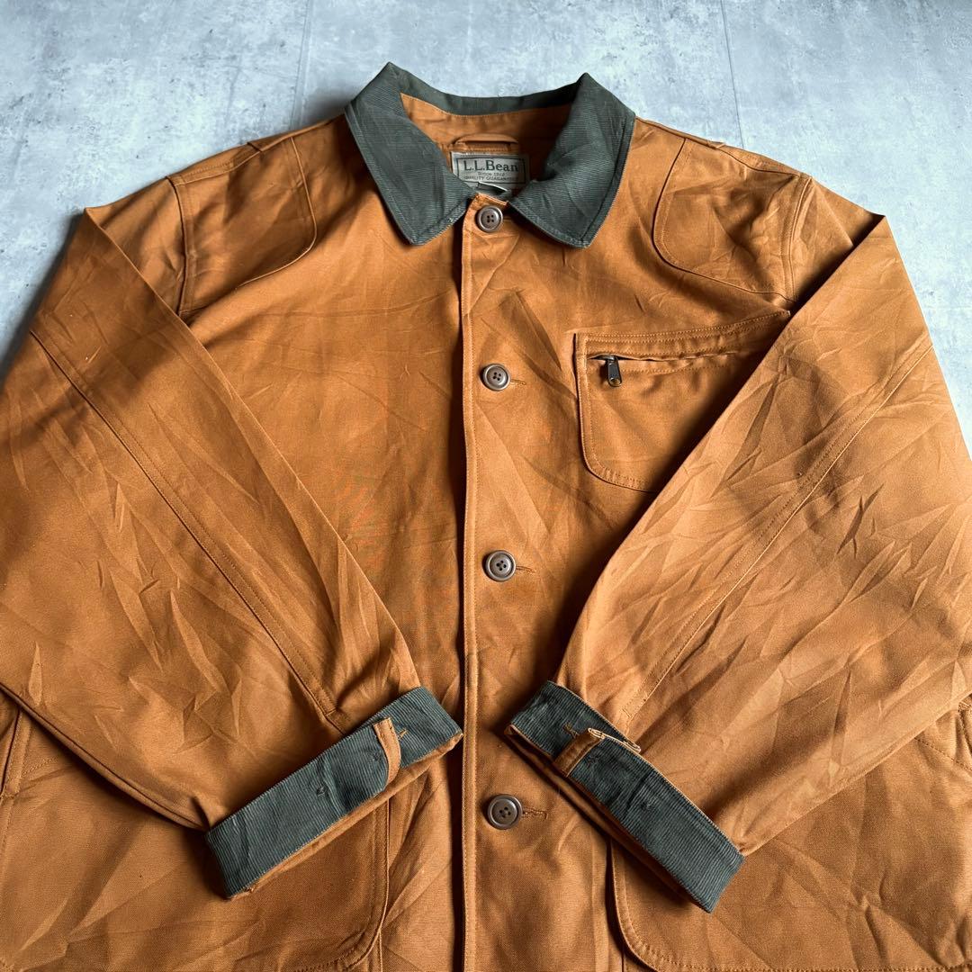 【90s L.L.Bean】ハンティングジャケット　ダック生地　襟コーデュロイ