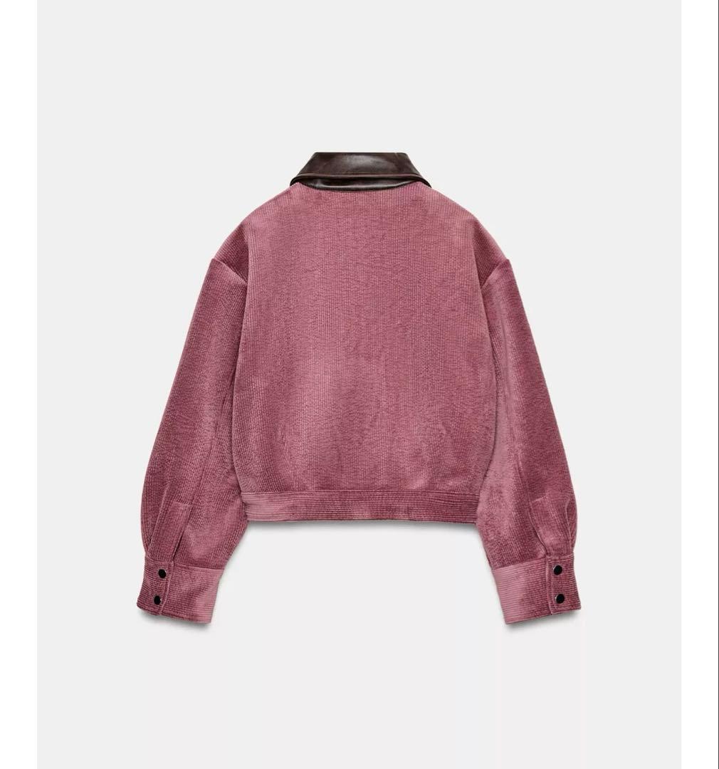 タグ付き新品☆ZARAのコーデュロイフェイクレザー襟ジャケット☆XL