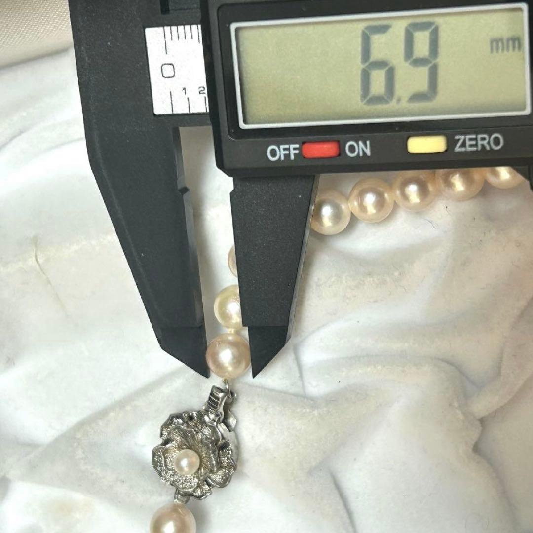 【テリ◎✨】あこや ネックレス 本真珠 約6.9〜7.3mm silver