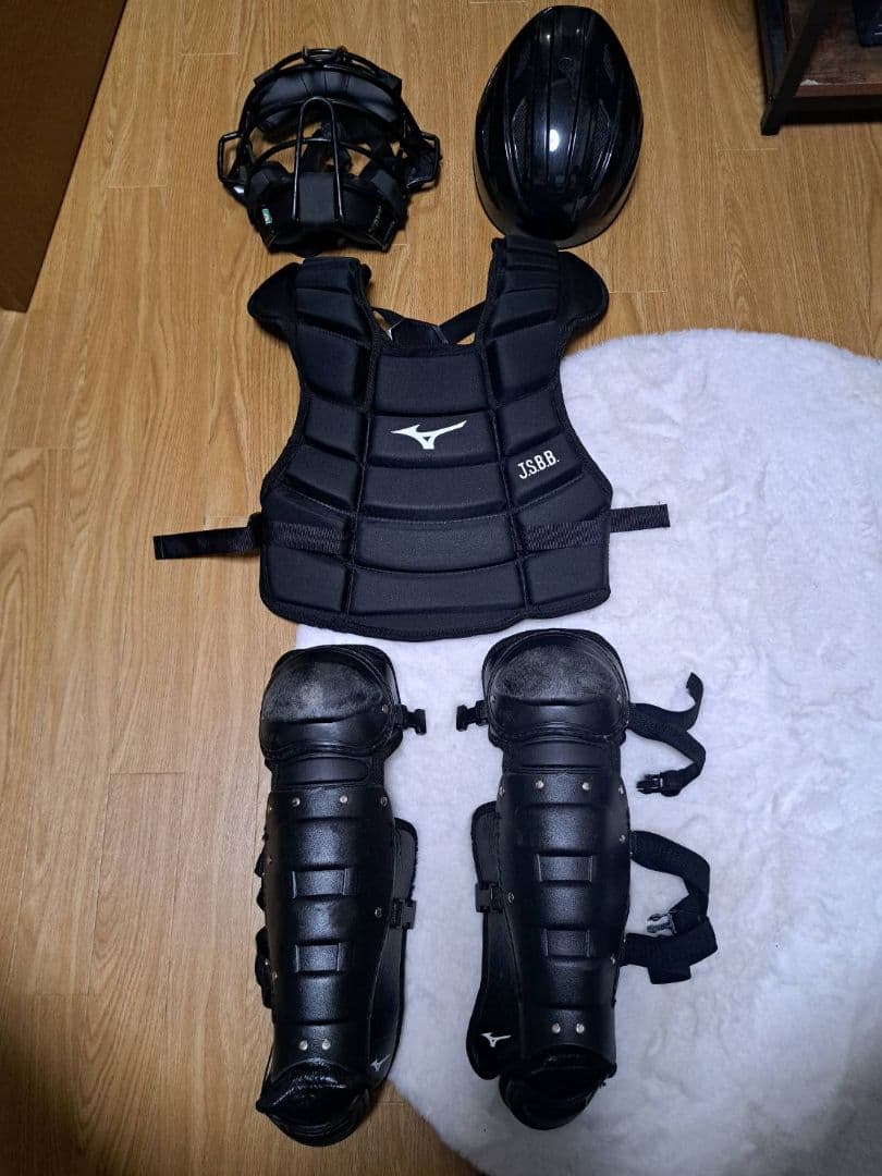 Mizuno キャッチャー防具セット ブラック MIZUNO（ミズノ） 野球 硬式用 捕手防具4点セット キャッチャーマスク