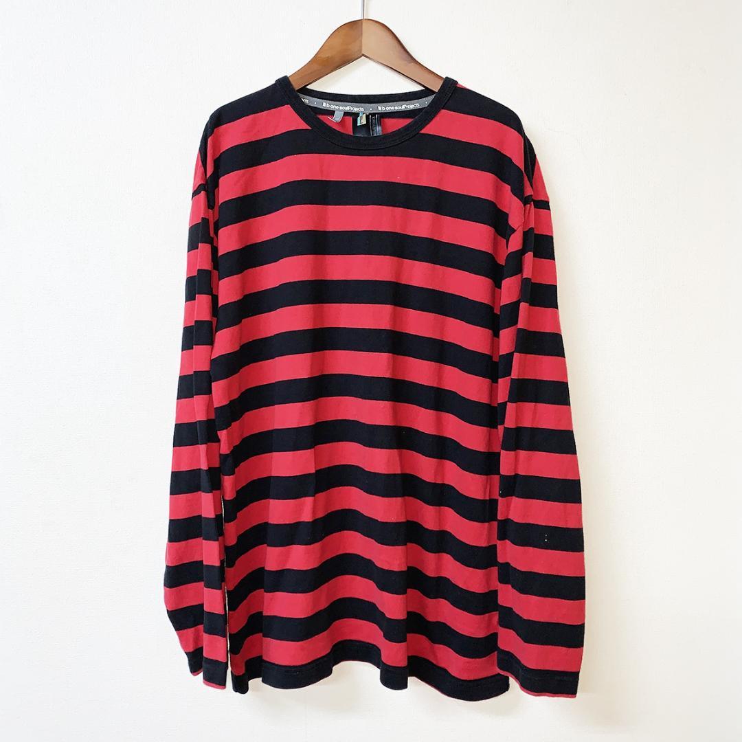 オーバーサイズ パンクスタイル 赤黒ボーダーロンT グランジ カート