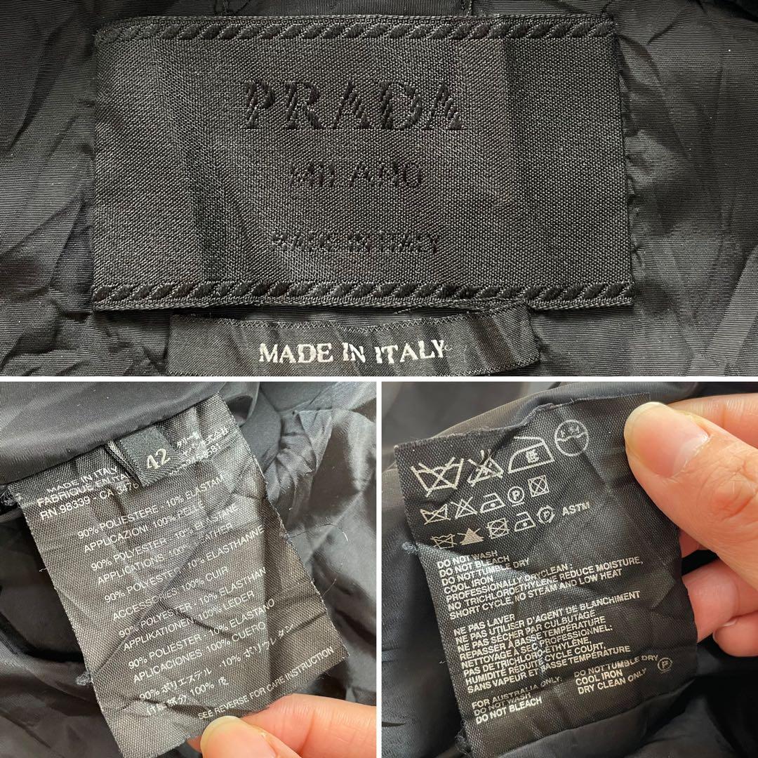 高級感✨プラダ ブルゾン キルティングジャケット 三角ロゴ 黒 42 XL