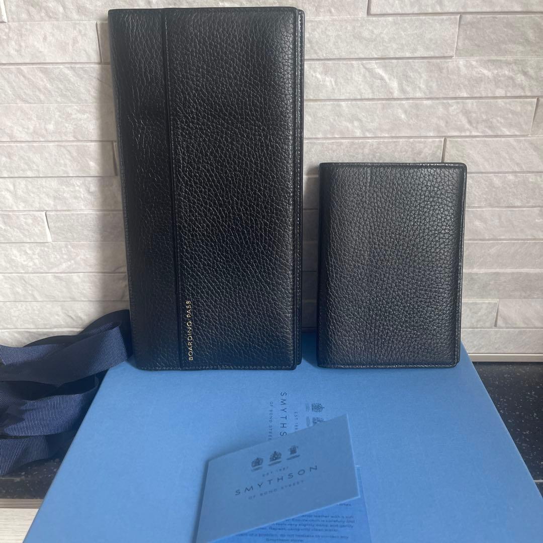 SMYTHSON スマイソン ボーディングパス+パスポートケースセット 黒 美