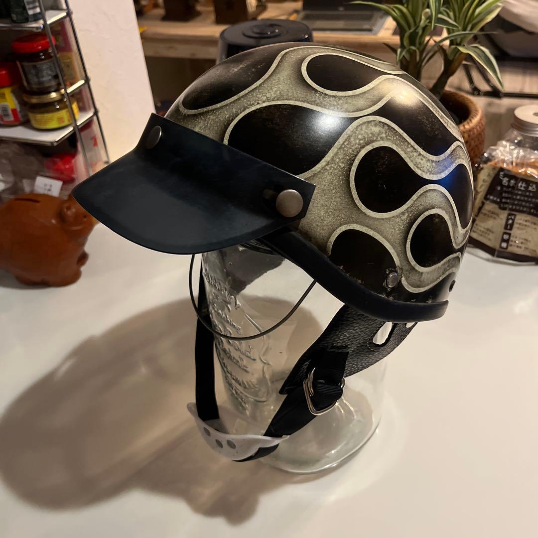 ポリヘル ポリス 黒エイジング白フレア ヘルメット バイク XL - メルカリ