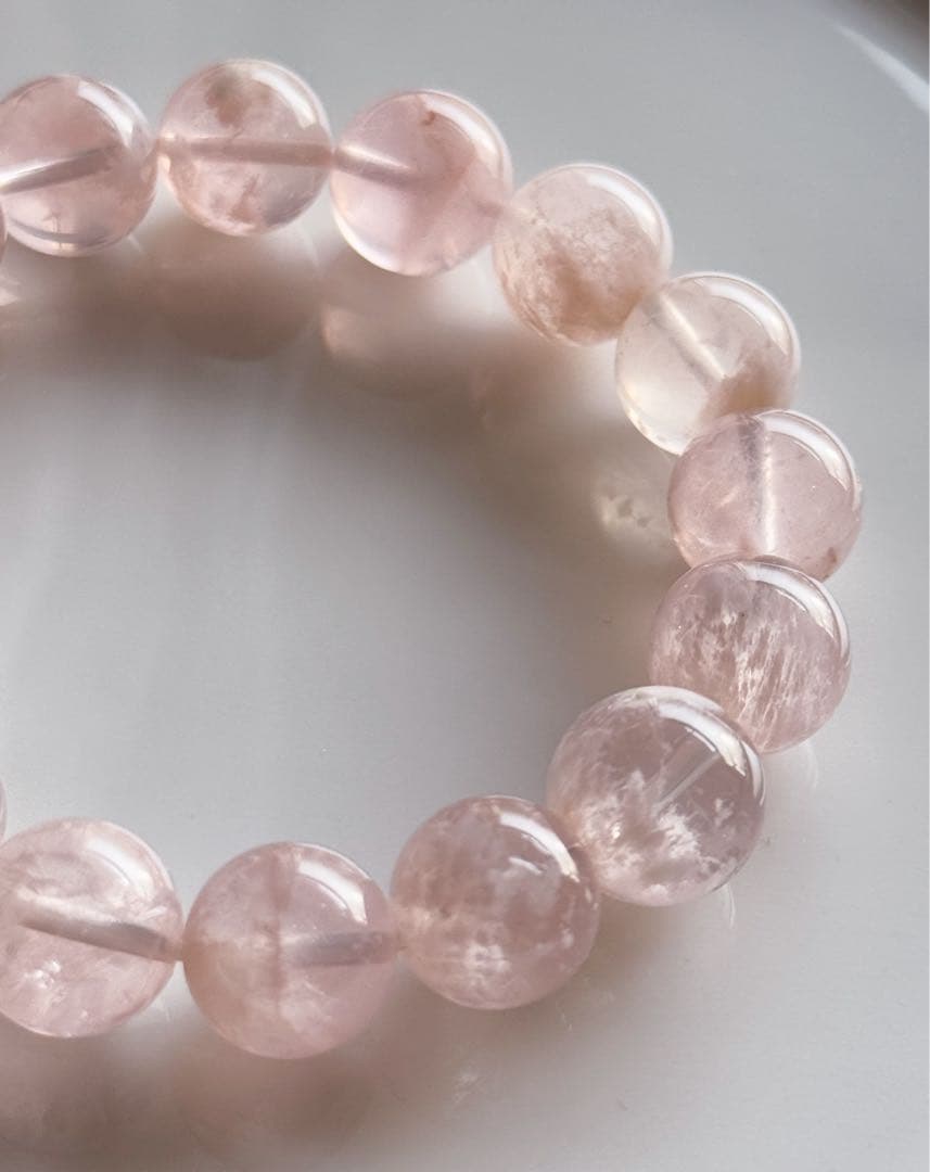 【16.5cm 12mm】セリサイトインローズクォーツ ブレスレット 天然石