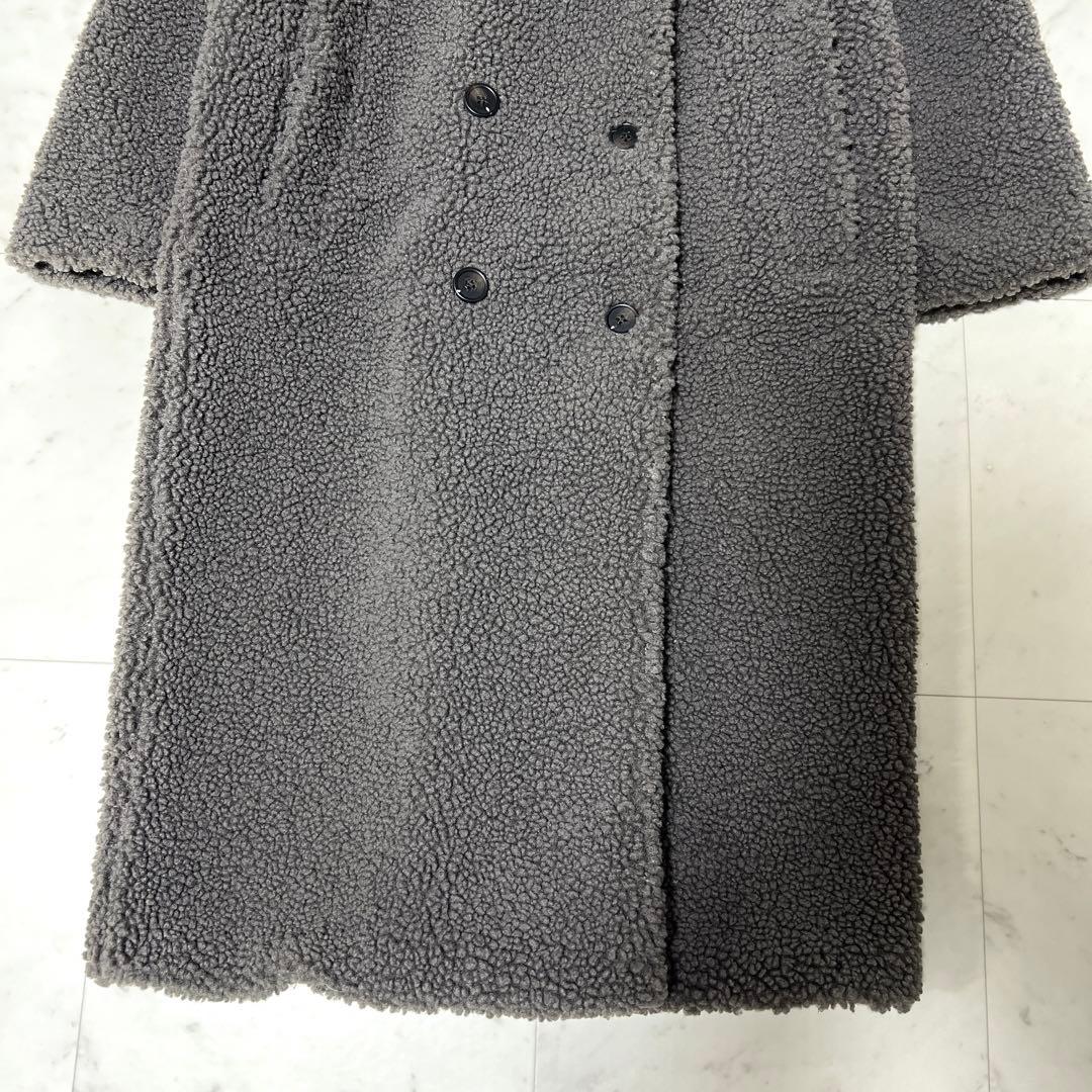 ZARA ザラ ダブルブレストフェイクボアコート テディベアコート グレー
