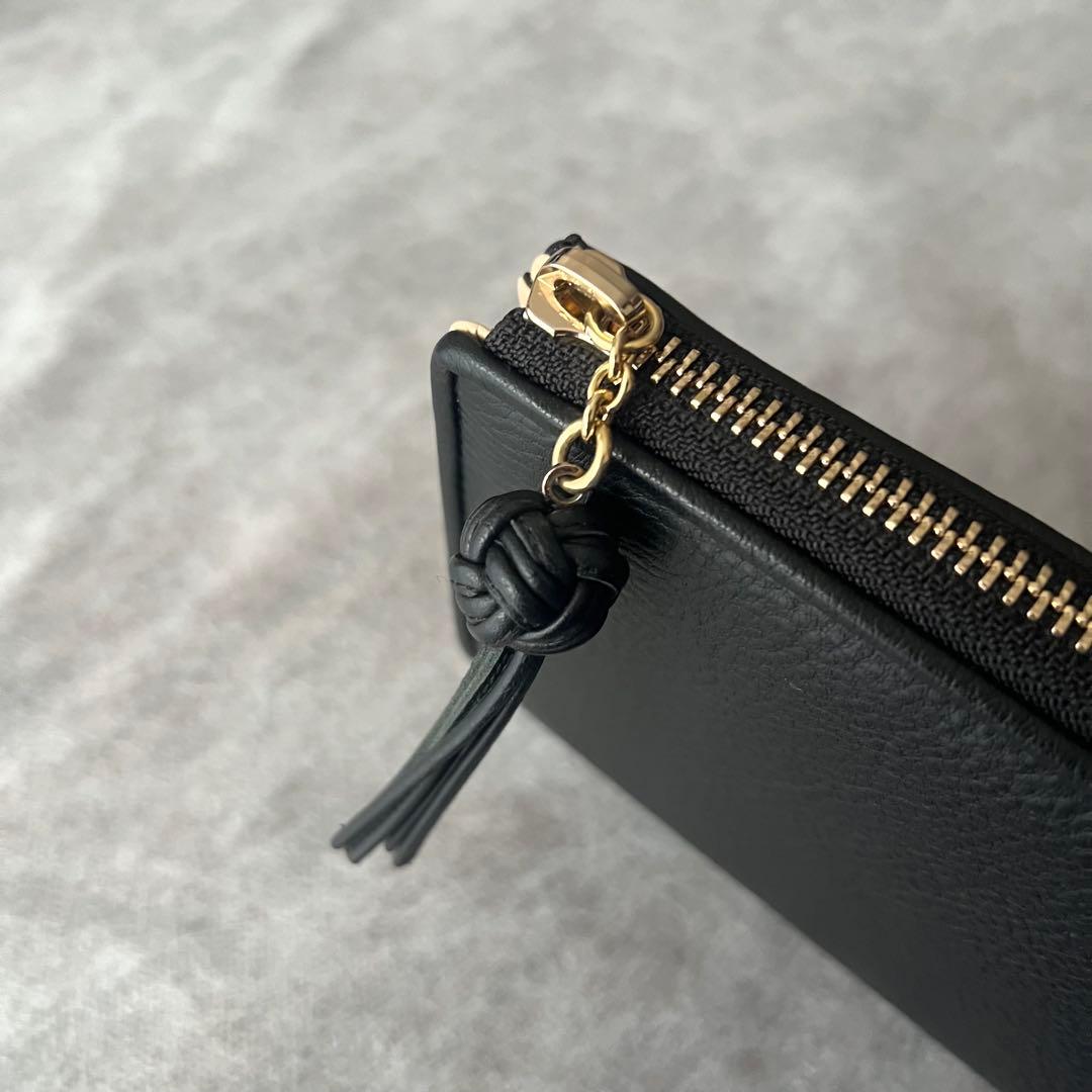 未使用品 土屋鞄 長財布 ガゼットコート ブラック L字ジップ レザー 袋