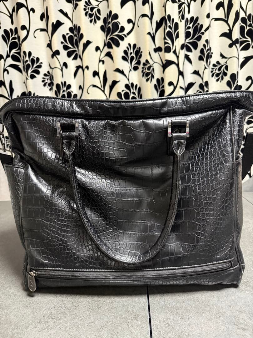 ダンスウィズドラゴン クロコパターン ボーン 黒 ボストンバッグ