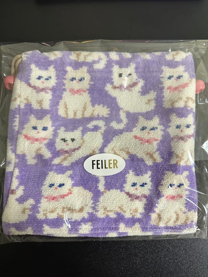 FEILER/フェイラー モフモフネコチャン 巾着 パープル - メルカリ
