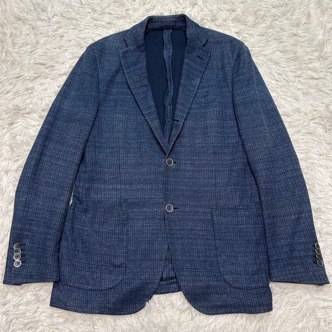 美品】ラルディーニ テーラードジャケット リネン使用 ネイビー 段返り