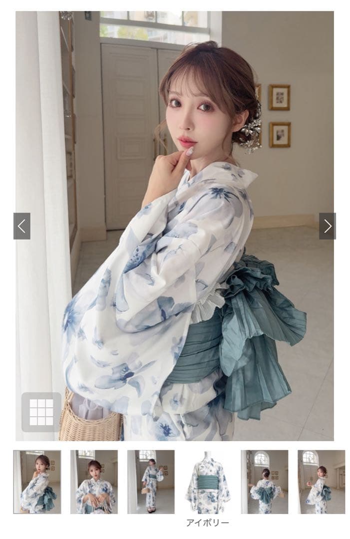 GRL 浴衣 fy027 ショート 3点セット2Way水彩花柄浴衣セット[fy027] | レディースファッション