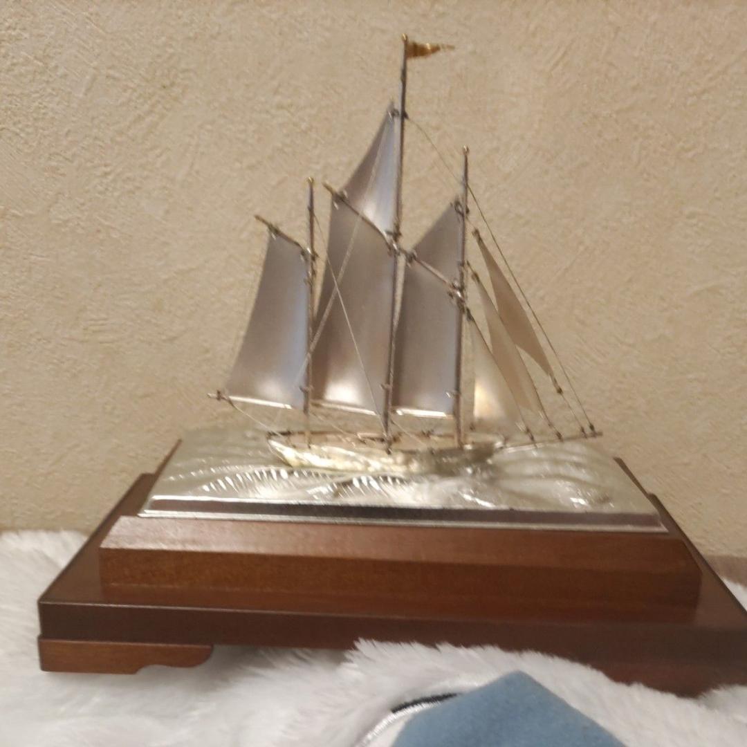 天下一ハレルヤ　純銀　帆船模型 置物 インテリア シルバーカラー 天下一ハレルヤ 純銀 帆船模型 置物 インテリア シルバーカラー 銀製
