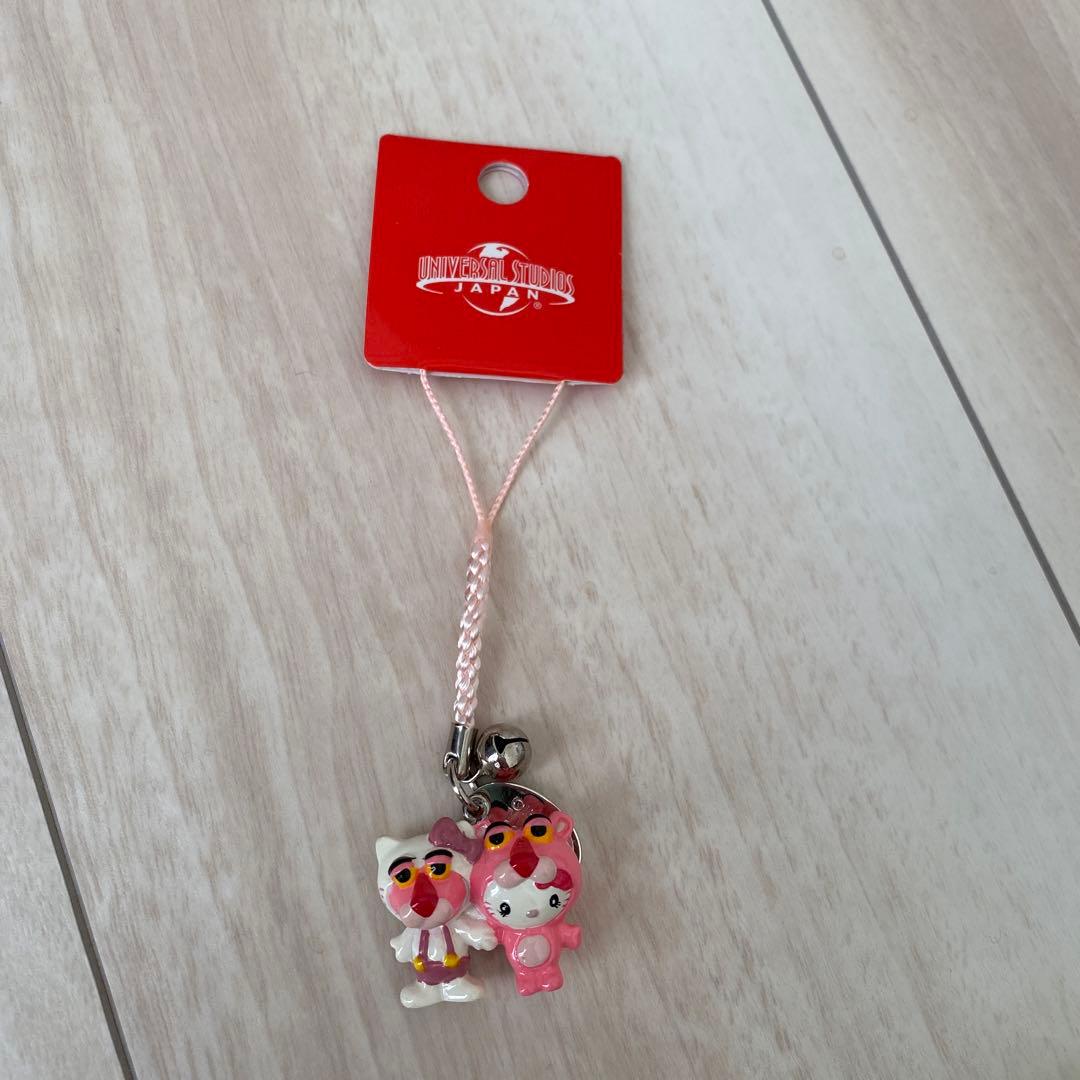 キティ USJ ピンクパンサー 根付け ユニバはキティちゃん推し←（前はピンクパンサー