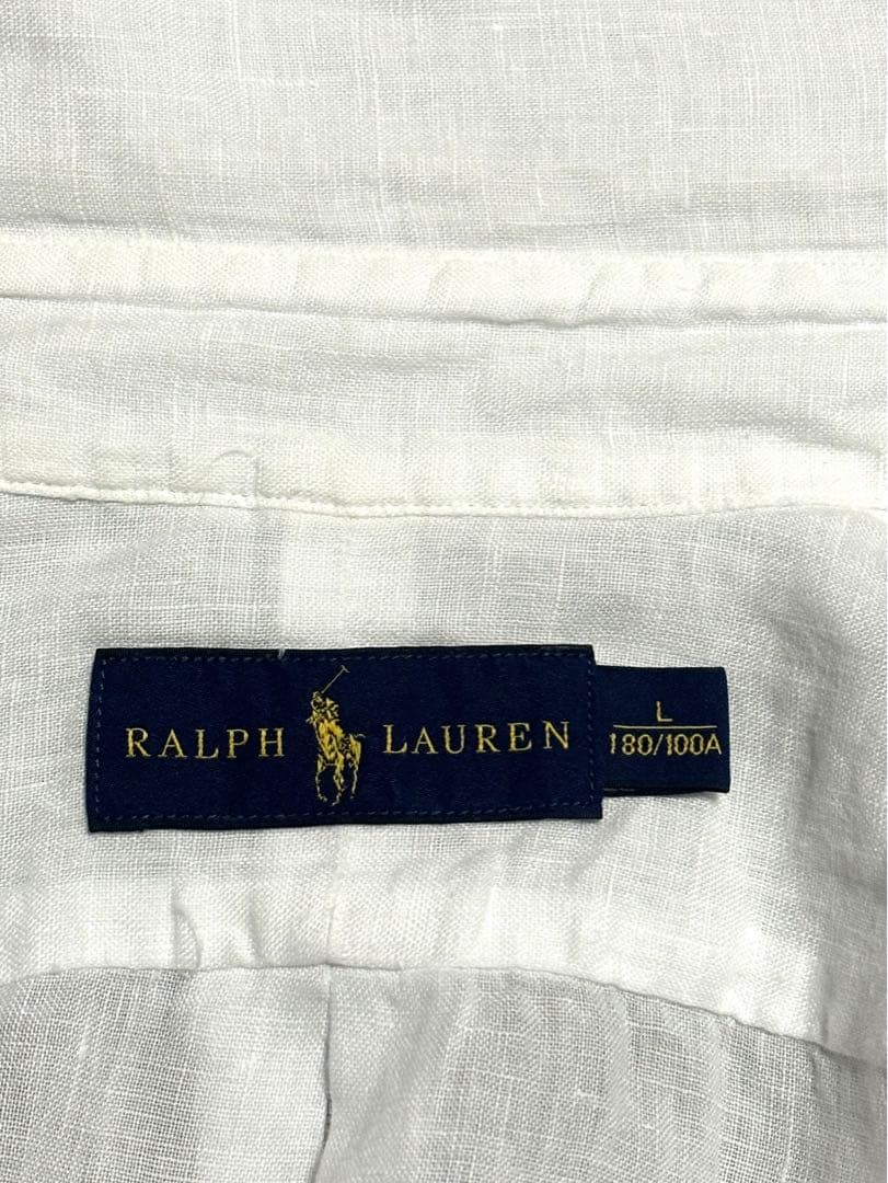最高級 リネンシャツ】 ラルフローレン 半袖 シャツ ホワイト NO2418