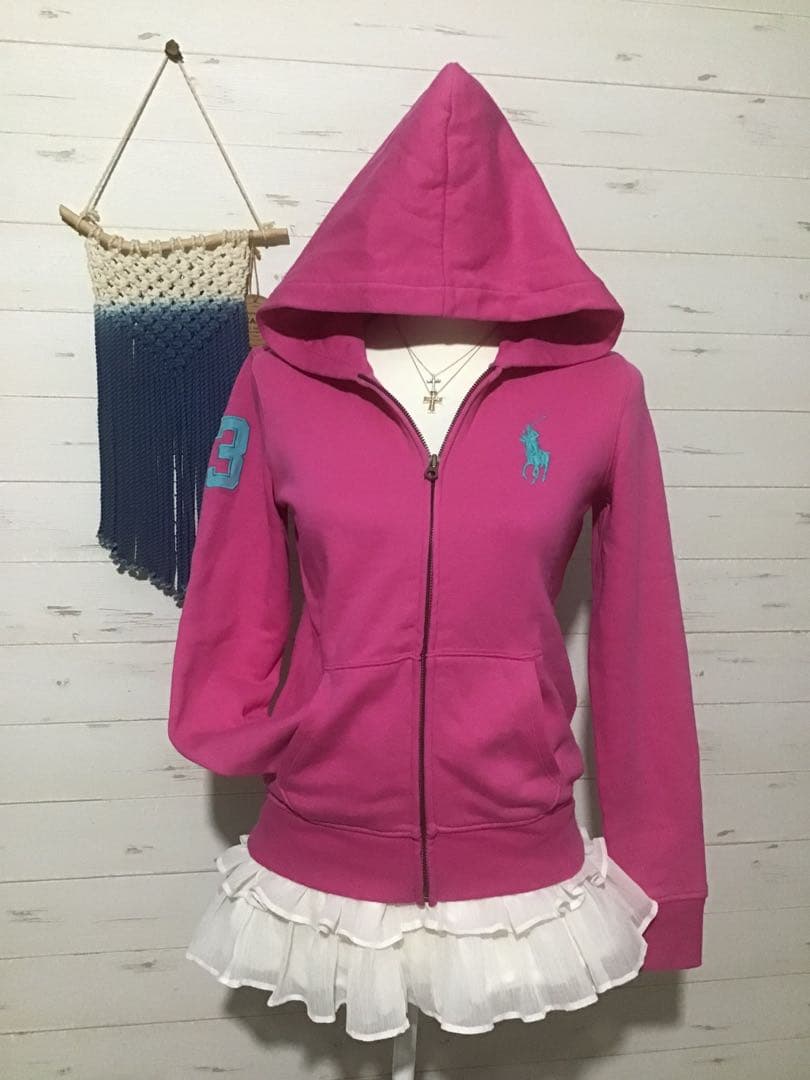 ☆ラルフローレン☆Y2K 平成ギャル 姫系 ビッグポニー パーカー ピンク