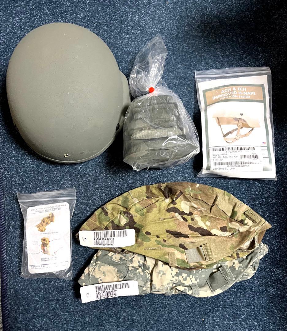米軍実物 放出品 ACH ヘルメット & ブラケット&パット　カバー2点付き　M 米軍実物 MSA ACH ADVANCED COMBAT HELMET LARGE NSN 8470-01-506-6375