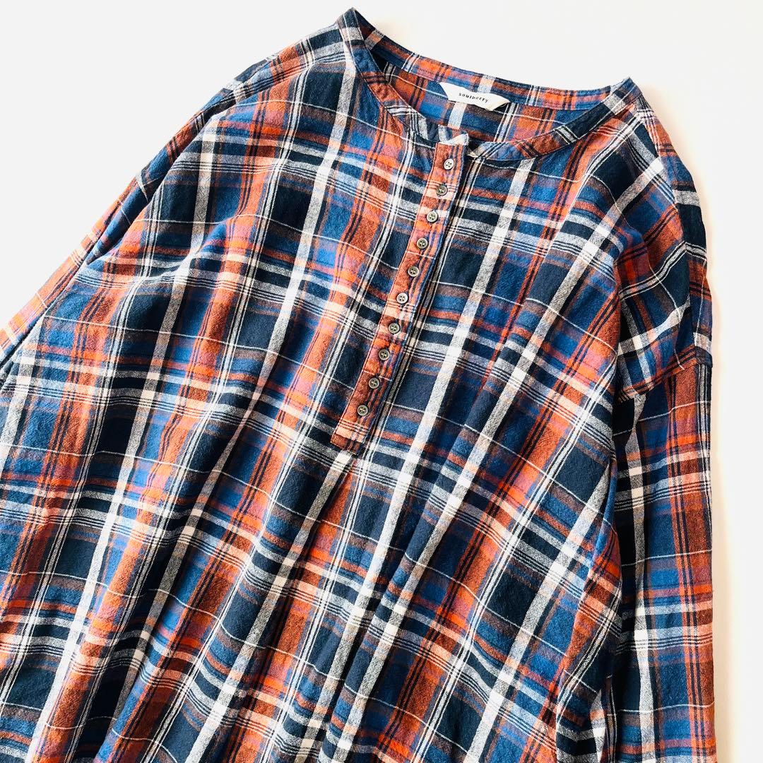 ソウルベリー はちみつ堂の冬のマドラスチェックなワンピース ゆったり