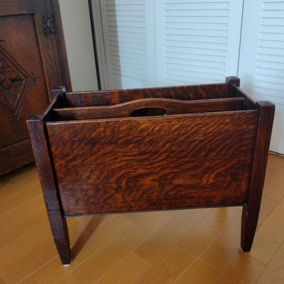 イギリスアンティーク　マガジンラック イギリス アンティーク マガジンラック オーク材 雑誌入れ 彫刻装飾