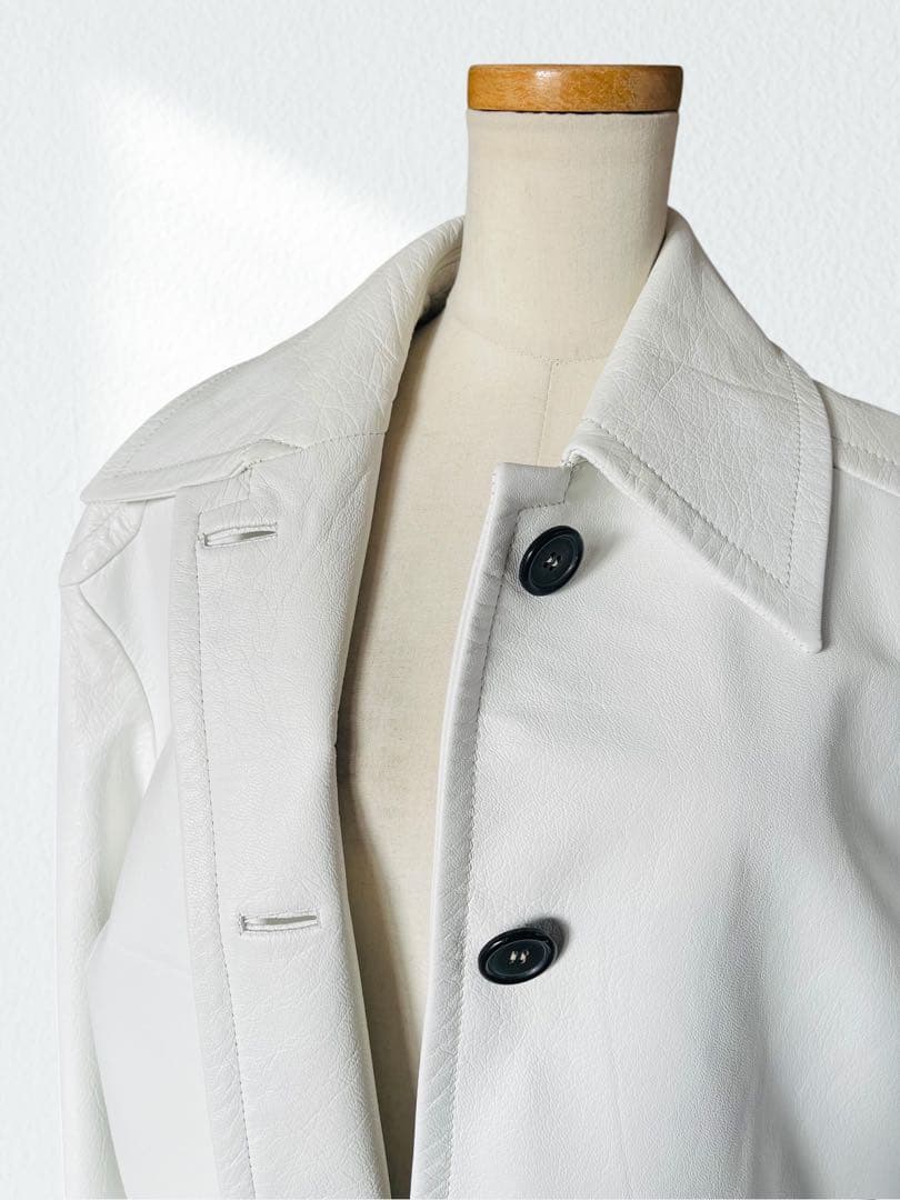 MERYLL ROGGE レザー ジャケット 白 36 メリルロッゲ - メルカリ