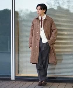 BEAMS F HARRIS TWEED ハウンドトゥース ラグランコート 36