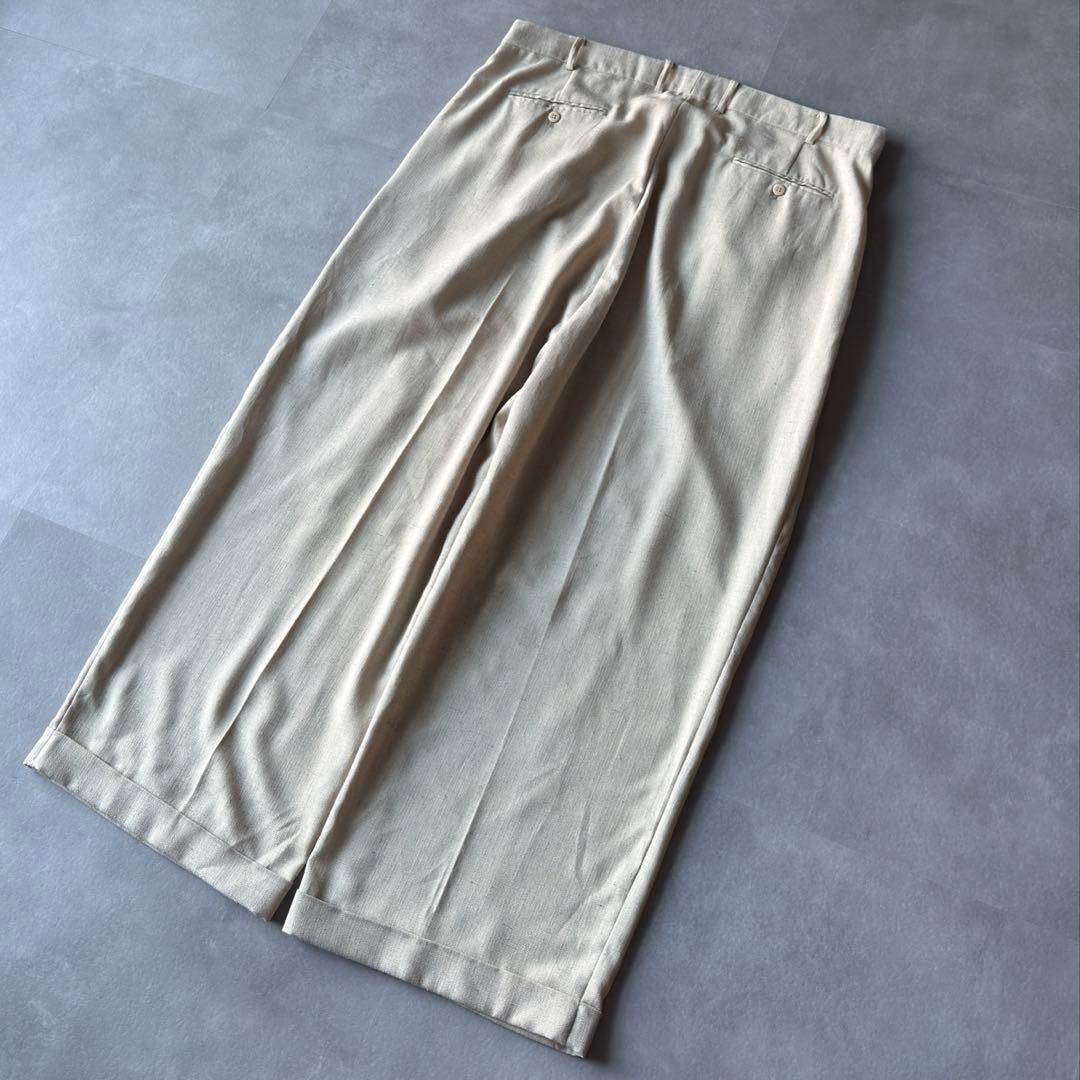 90s 00s 【極太】 ワイドストレート スラックス \"絣\" 2タック