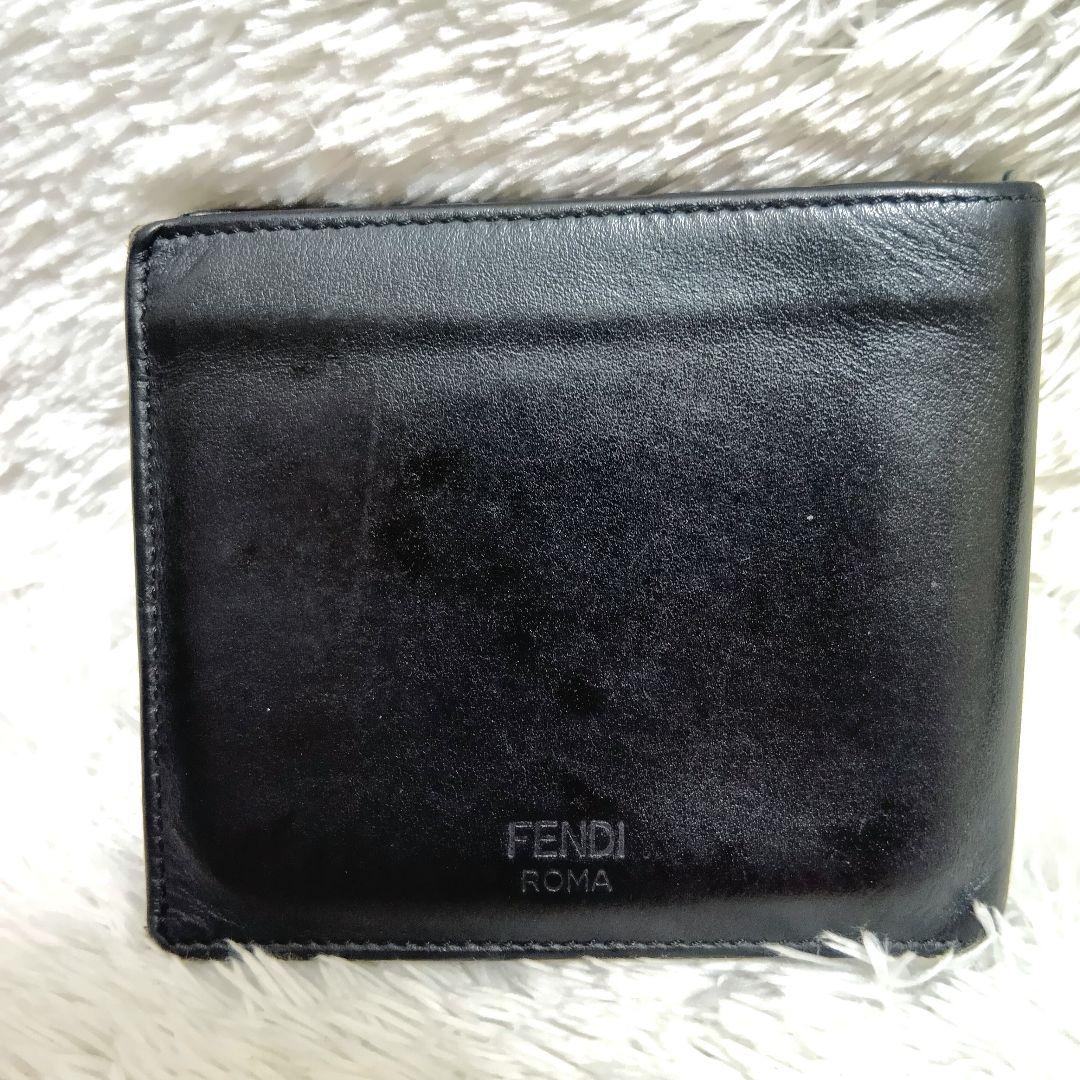 フェンディ 2つ折財布 札入れ モンスター バグズアイ レザー ブラック