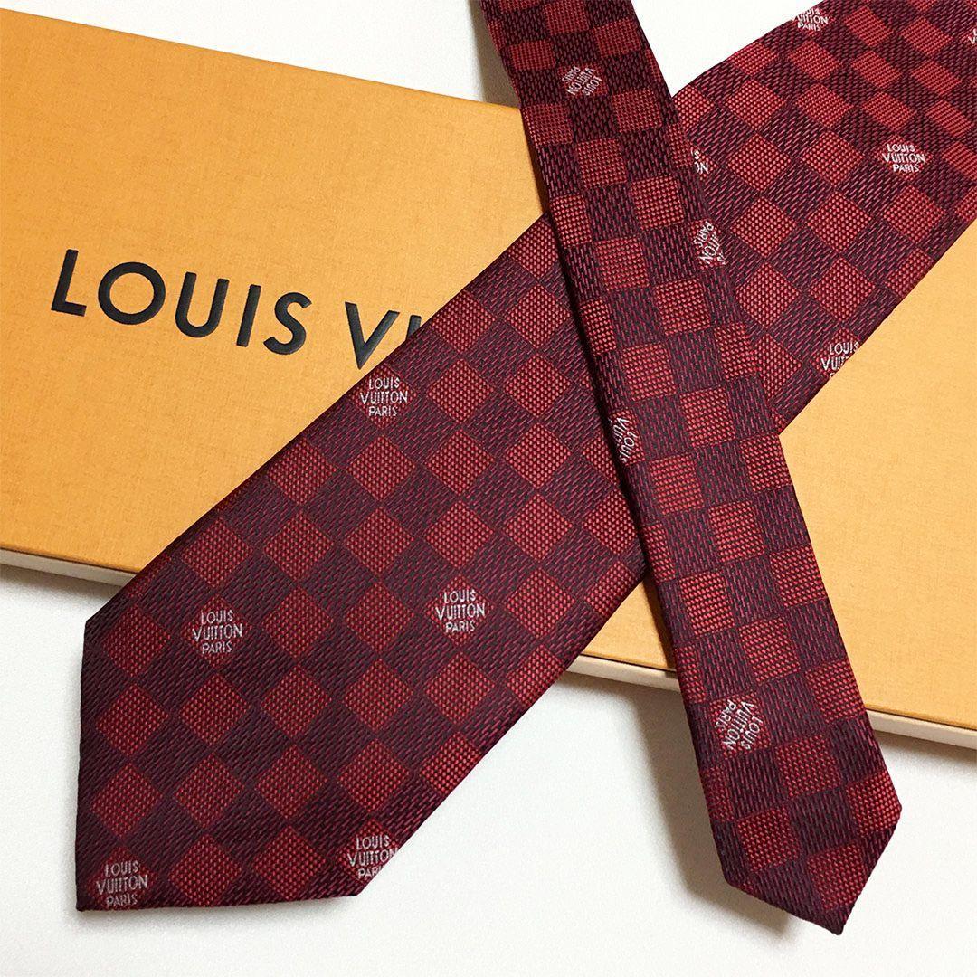 未使用級 ルイヴィトン Louis Vuitton ネクタイ レッド ダミエ - メルカリ