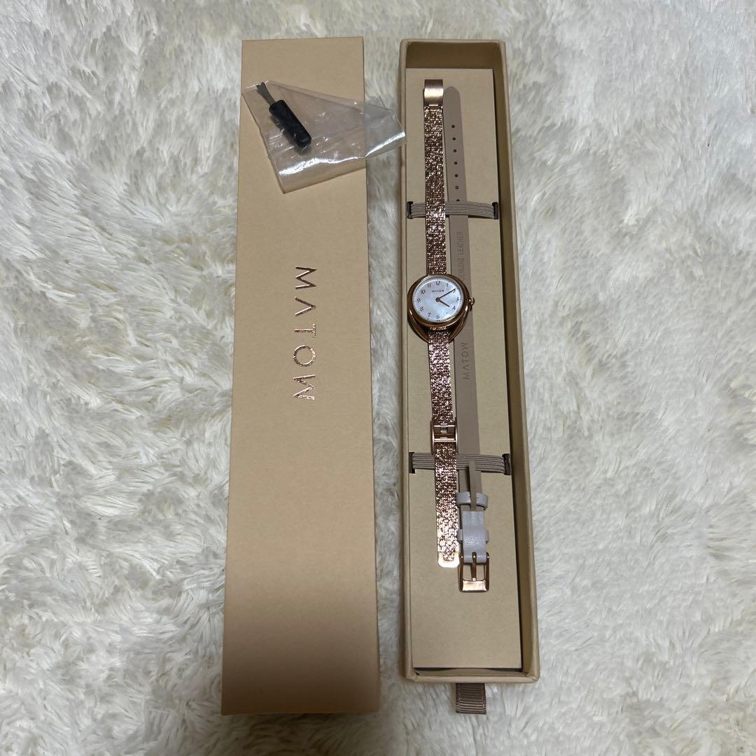 【美品】MATOW 時計 ローズゴールド MATOW / マトウ Tsuki 月華 スクエア ローズゴールド アンバー