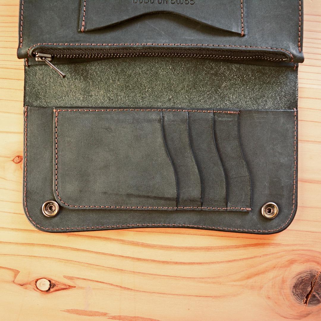 育てる艶革 ロング トラッカーウォレット イタリアンレザー - メルカリ