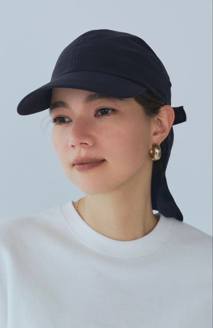 【新品未使用】yori ヨリUV日よけ付きリボンキャップ yori UV日よけ付き リボン キャップ ベージュ ヨリ yori ベージュ yori