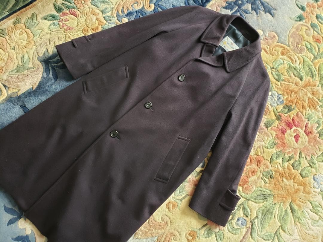 アクアスキュータム Pure Cashmere ステンカラーコート M-L 濃紺