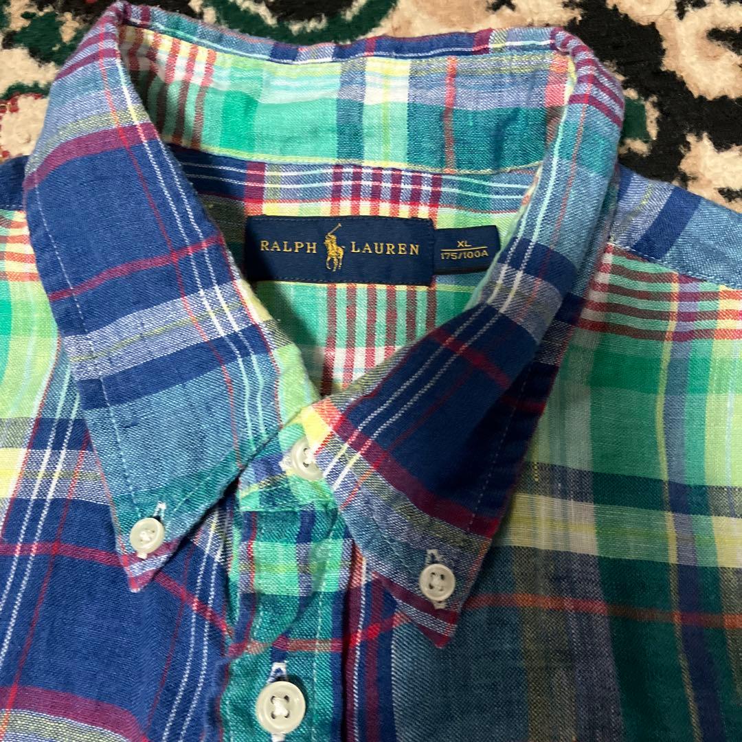 ラルフローレン XL リネン100 マドラスチェック 長袖 シャツ - メルカリ