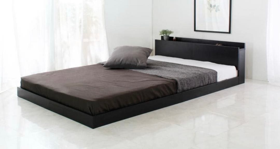 Ｌｏｎｎｉｅ＊シングルベッドフレーム　Black ナカバヤシ Lonnie 宮付きフロアベッド シングル ブラック jx44673bkが