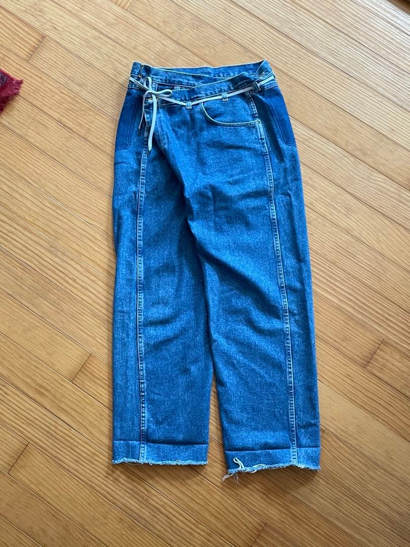 最値下げ！MAISON EUREKAエウレカ青デニム ハイウエスト カットオフ MAISON EUREKA(メゾンエウレカ) REWORK BIGGY カットオフデニム ブルー