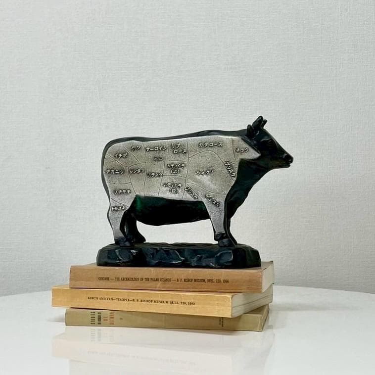 ヴィンテージ 牛 部位 鉄製 オブジェ アイアン 置物 ビンテージ Yahoo!オークション - 柴田書店特製 鉄 アイアン 牛の置物 牛 部位 デ