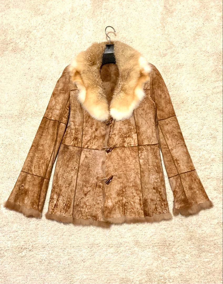 ムートンジャケット リアルファー ラパン ラビットファー フォックス襟