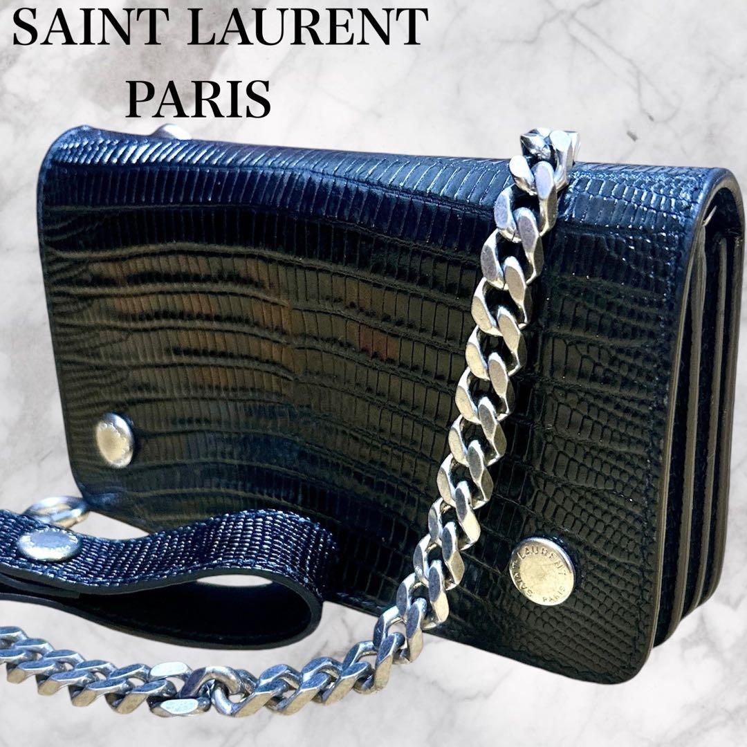 希少】サンローラン トラッカーウォレット チェーン付き エディ期 黒