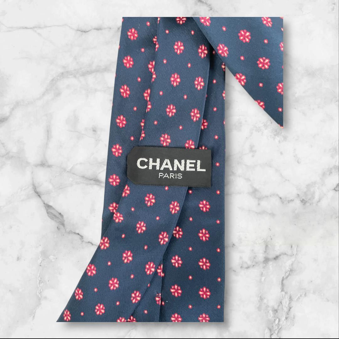 CHANEL ネクタイ ネイビー 小紋柄 ココマーク - メルカリ