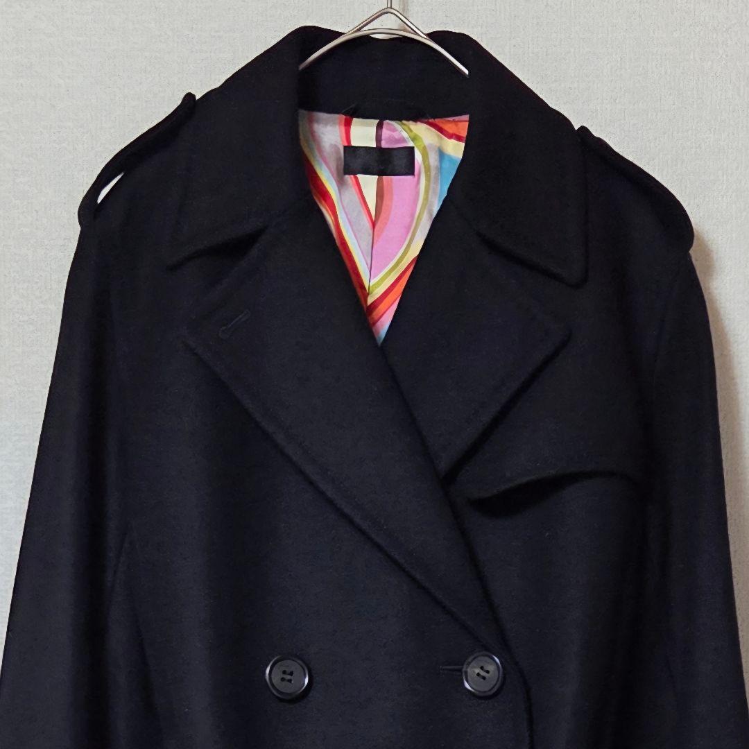 極美品】ポールスミス カシミヤ マルチストライプ トレンチコート 黒 L