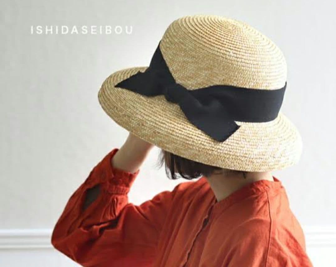 石田製帽　カサブランカ　ストローハット　麦わら帽子 石田製帽 細麦 ストローハット カサブランカ 14[麦わら帽子 レディース