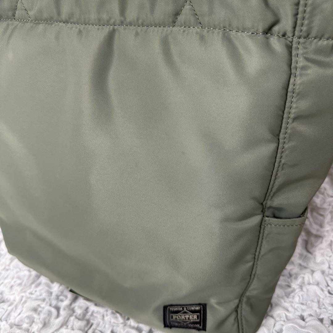 PORTER CREAM トートバッグ カーキ グリーン ナイロン ポーチ付き