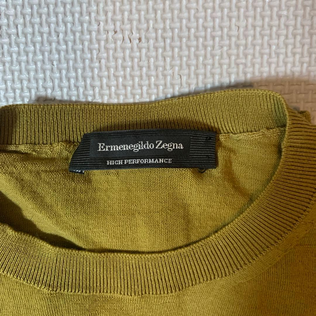 エルメネジルドゼニア 46サイズ イエロー クルーネック ニット