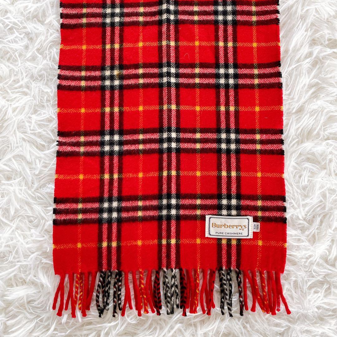 希少カラー✨【バーバリーズ】ピュアカシミヤ100% マフラー 赤 ノバ