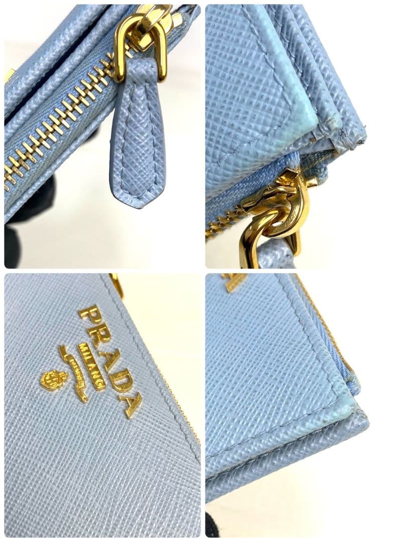 美品 希少✨RFID プラダ 二つ折り財布 サフィアーノレザー ロゴ