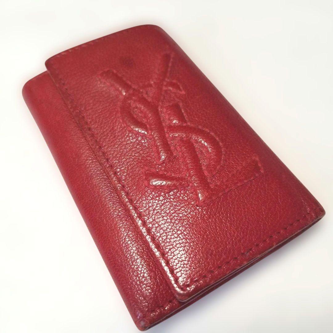 YVES SAINT LAUSENT レザー 6連キーケース 赤×金 - メルカリ