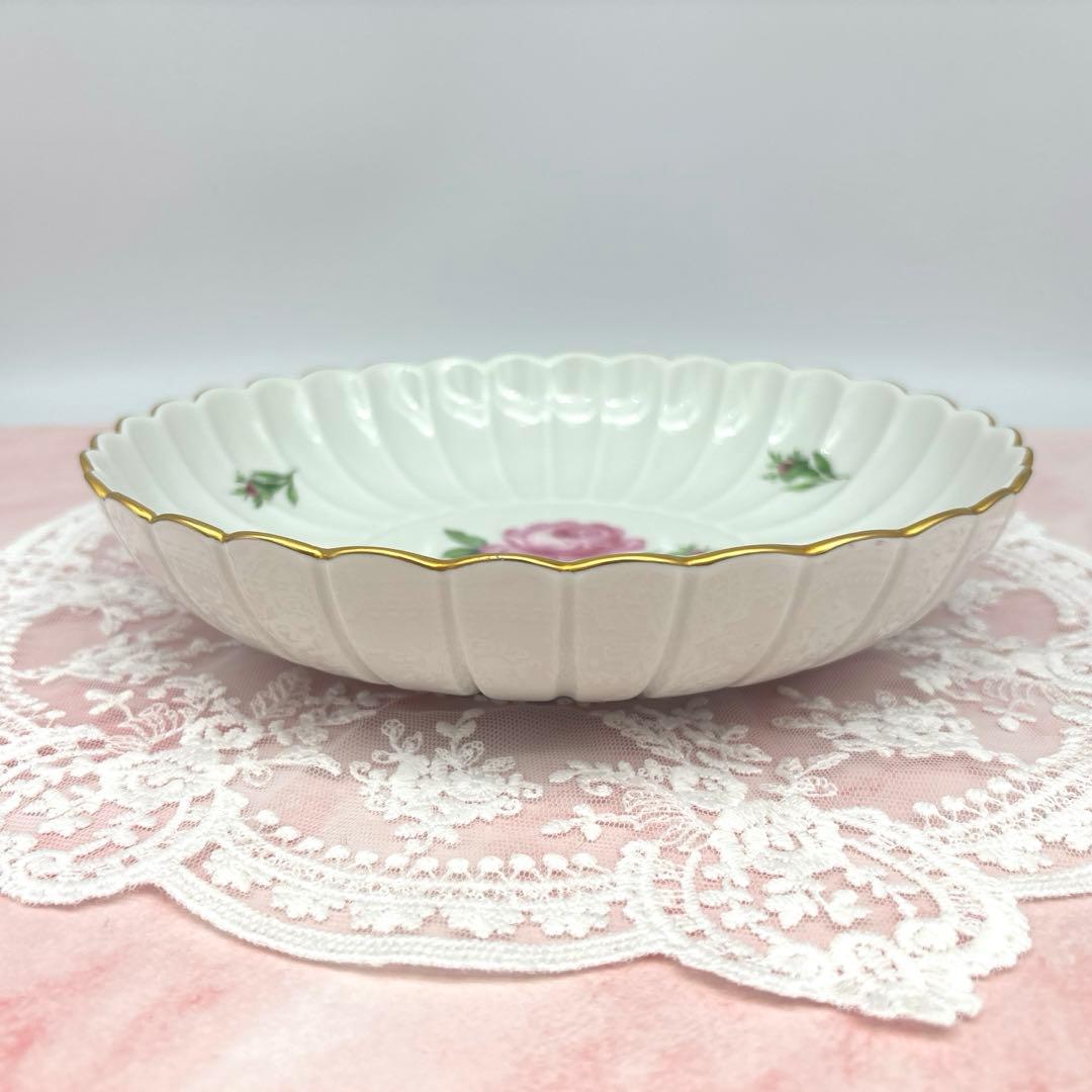 マイセン ピンクローズ 21.5cm 深皿 ボウル 美品 金彩 スクラッチあり