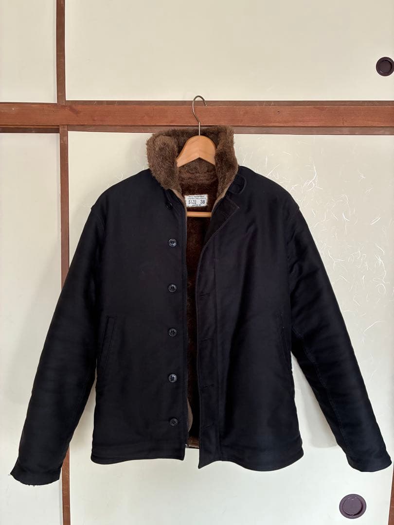 HOUSTON N-1 デッキジャケット 38 レア無地　ブラック HOUSTON（ヒューストン） デッキジャケット N-1 DECK JACKET 5N-1