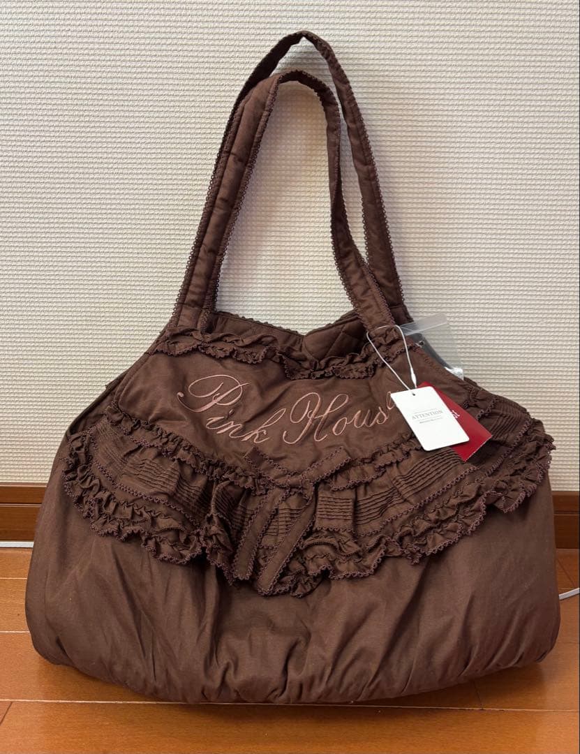 新品☆ ピンクハウスのピコフリル＆ピコレース付リボントートバッグ 新品☆ ピンクハウスのピコフリル＆ピコレース付リボントートバッグ